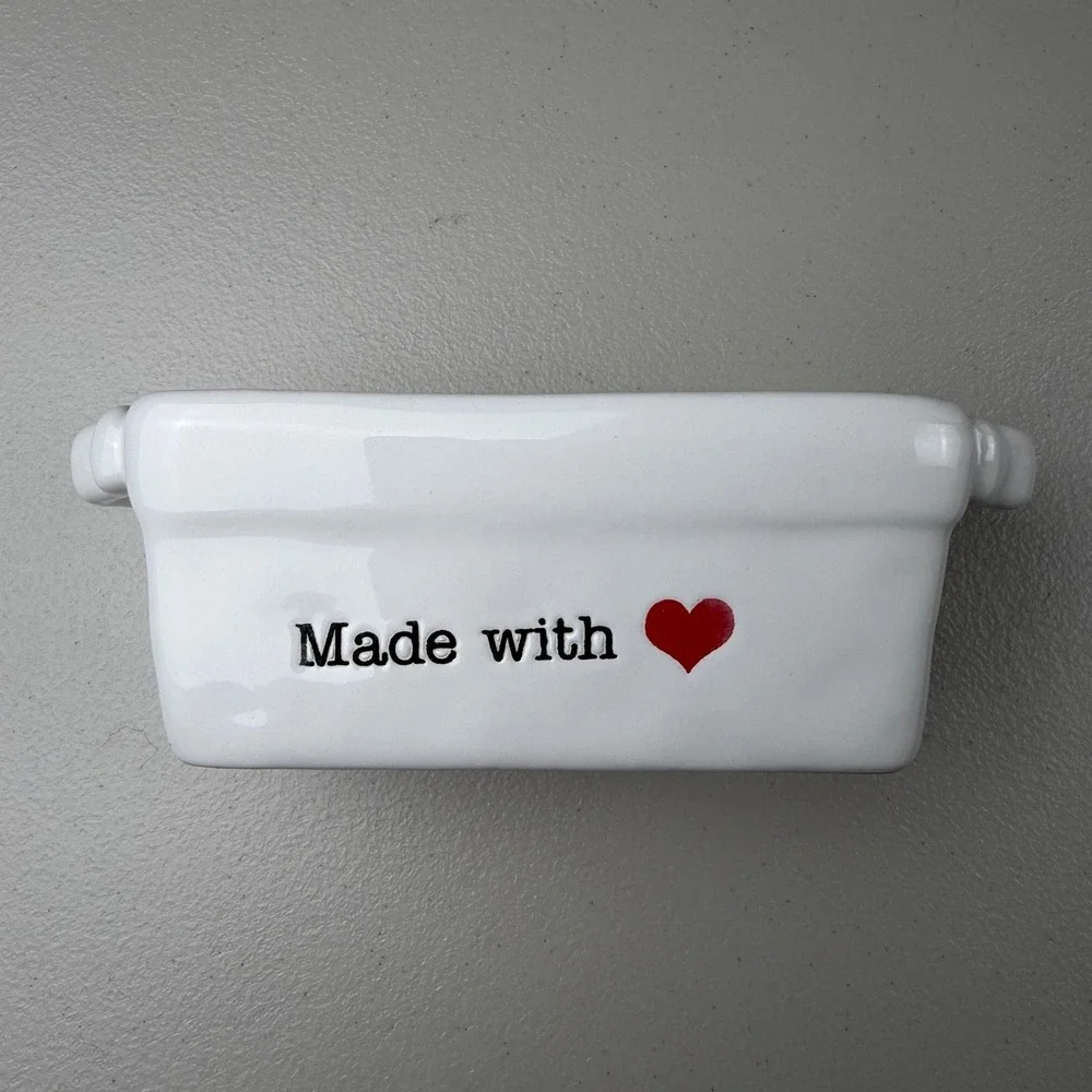 Mud Pie Made With Love Mini Loaf Pan White Ceramic Baking Dish 4801009M